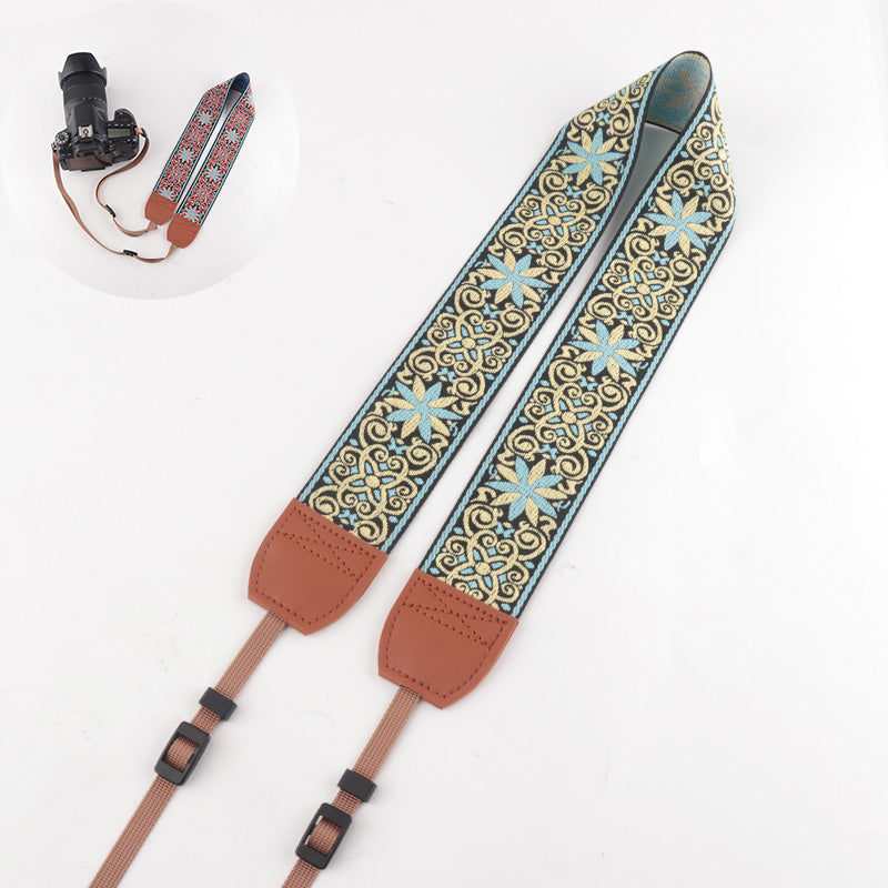 Flower Pattern Jacquard Leather Personalized Camera Strap