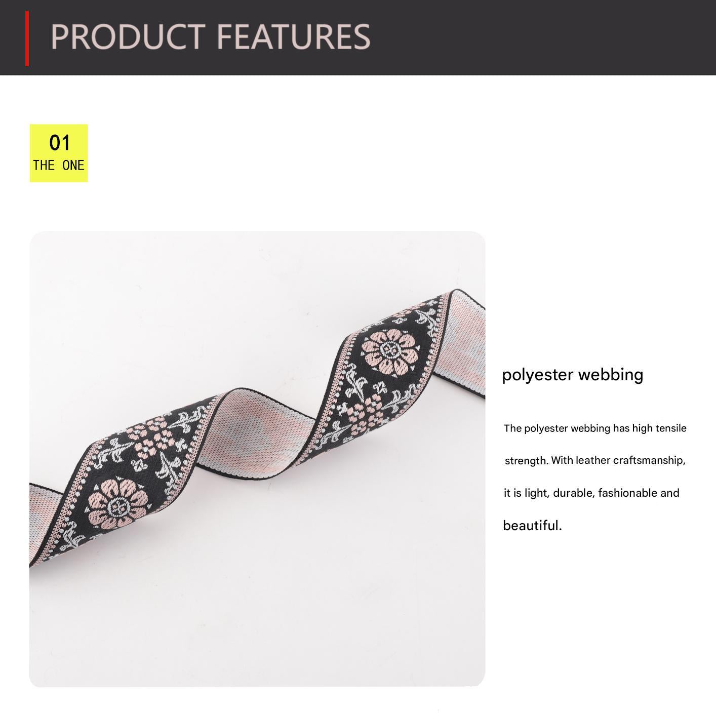 Flower Prints Jacquard Brown Leather Camera Strap