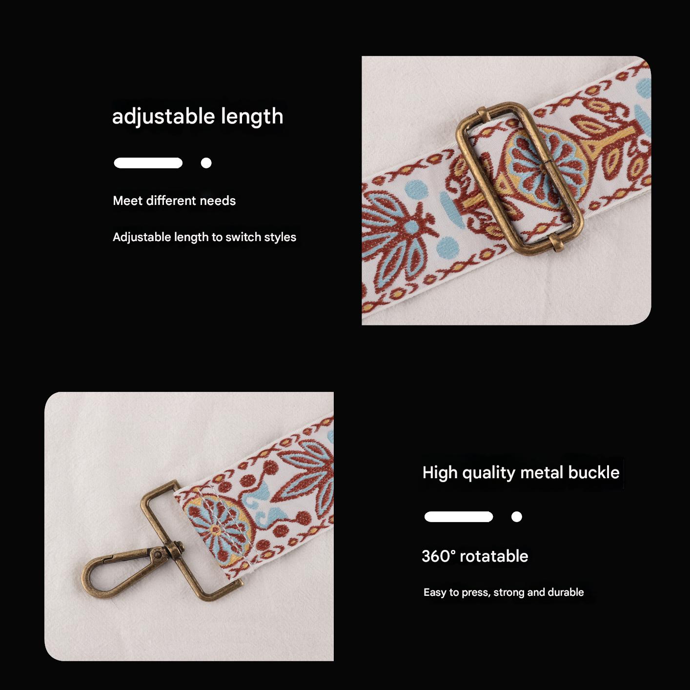 Embroidered Woven Retro Literary Shoulder Strap
