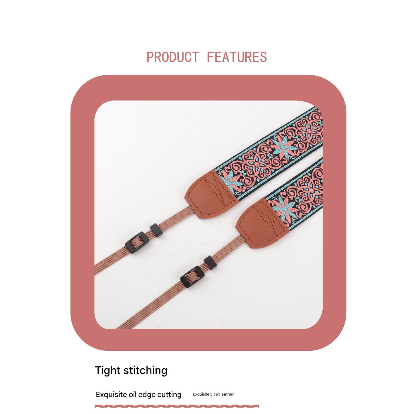 Flower Pattern Jacquard Leather Personalized Camera Strap