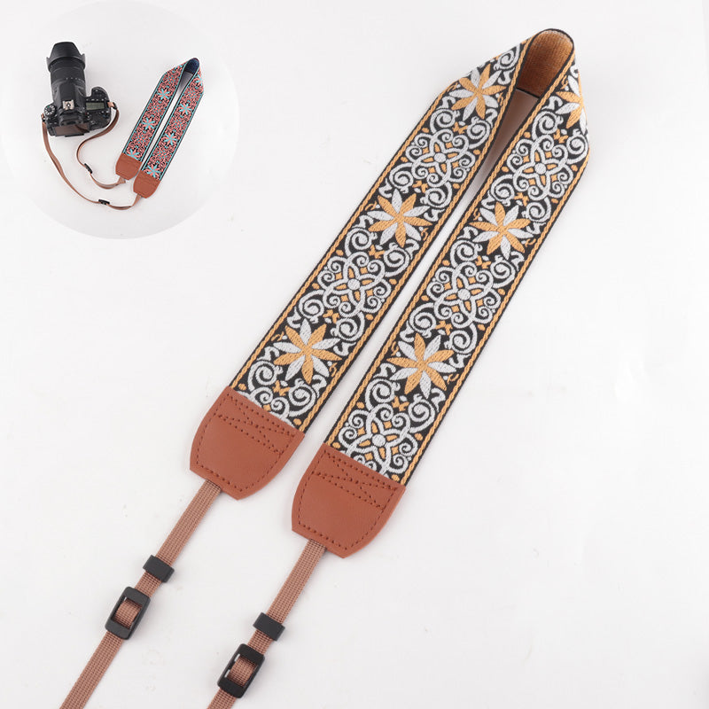 Flower Pattern Jacquard Leather Personalized Camera Strap