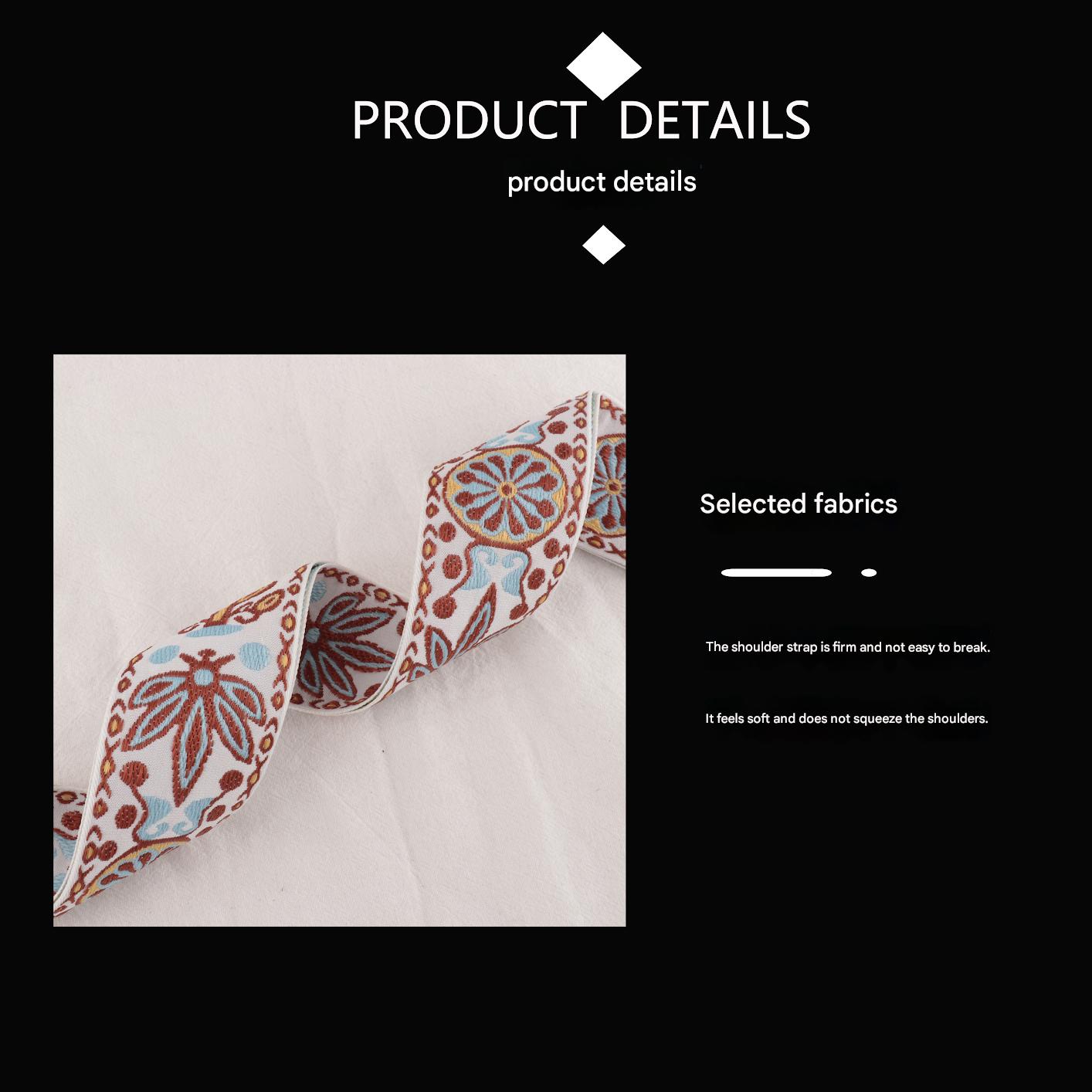 Embroidered Woven Retro Literary Shoulder Strap