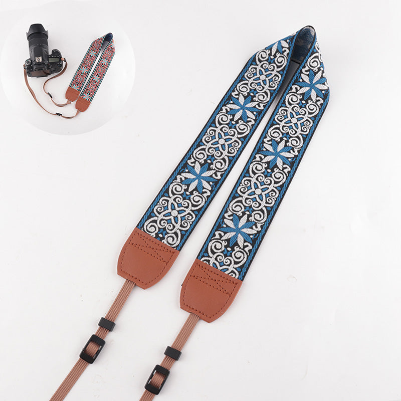 Flower Pattern Jacquard Leather Personalized Camera Strap