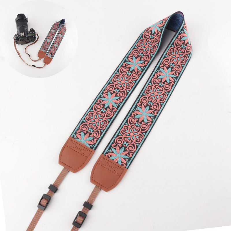 Flower Pattern Jacquard Leather Personalized Camera Strap