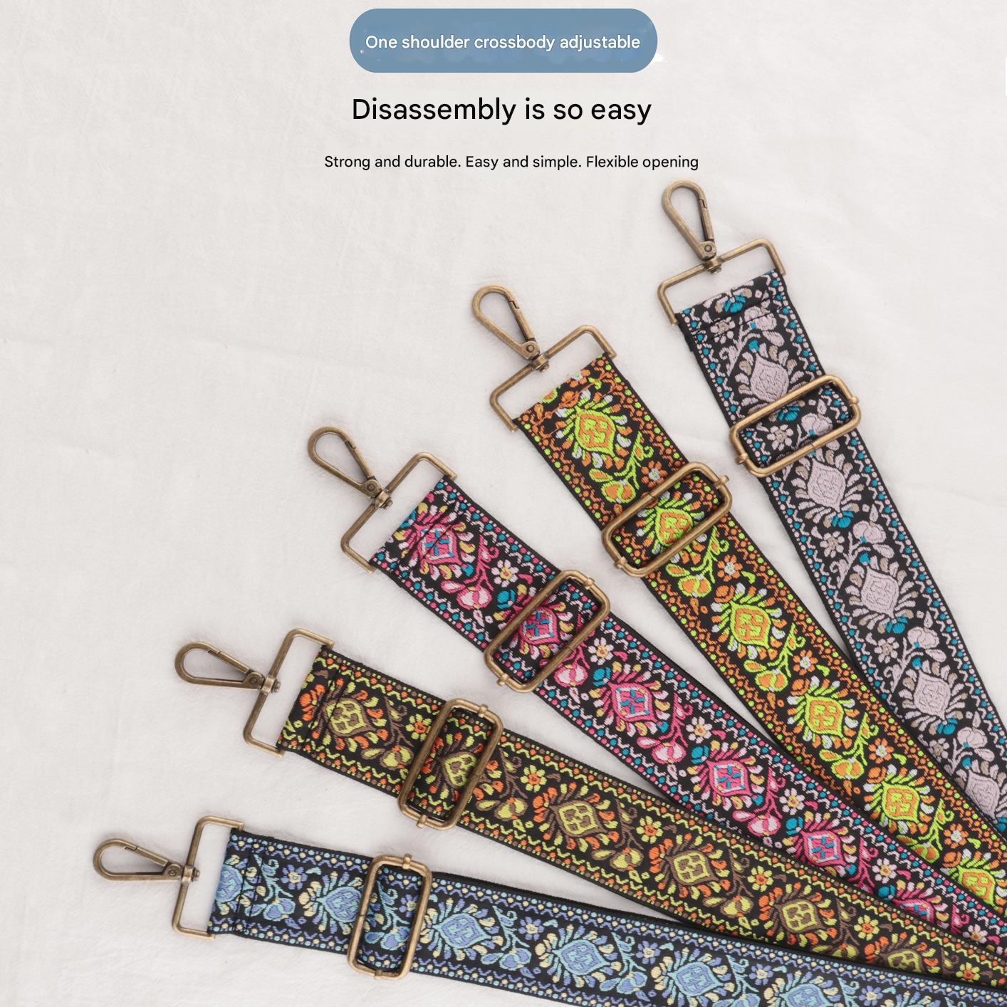 Ethnic Style Embroidery Versatile Colorful Braided Bag Strap