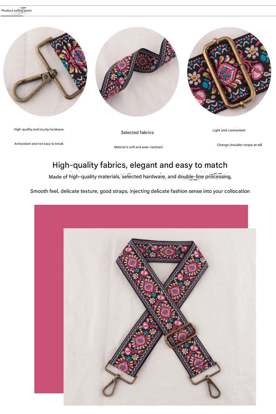 Ethnic Style Embroidery Versatile Colorful Braided Bag Strap