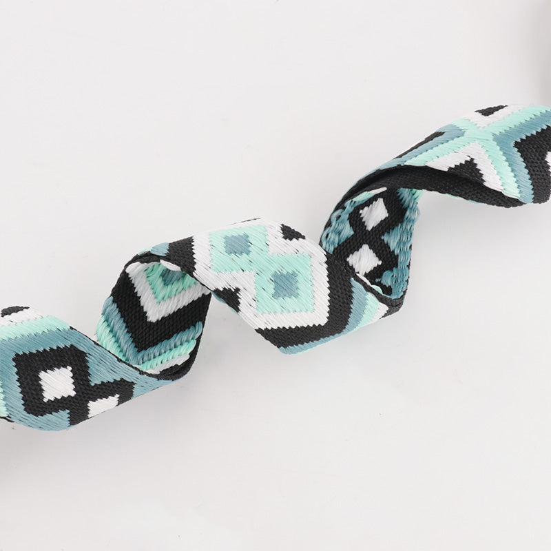 Symmetrical Graphic Textured Shoulder Strap with Leather Head