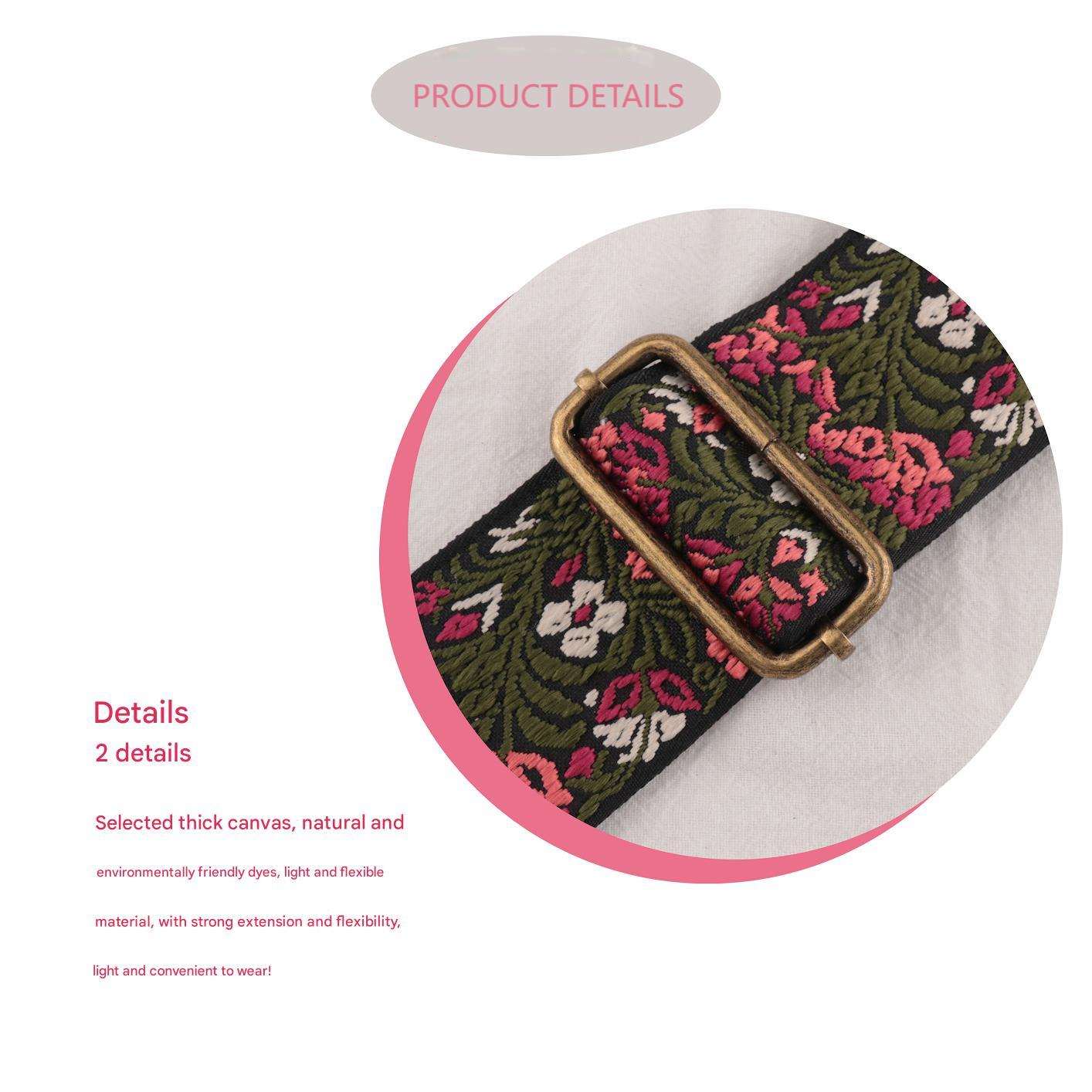 Bronze buckle Floral Pattern Bag Wide Strap