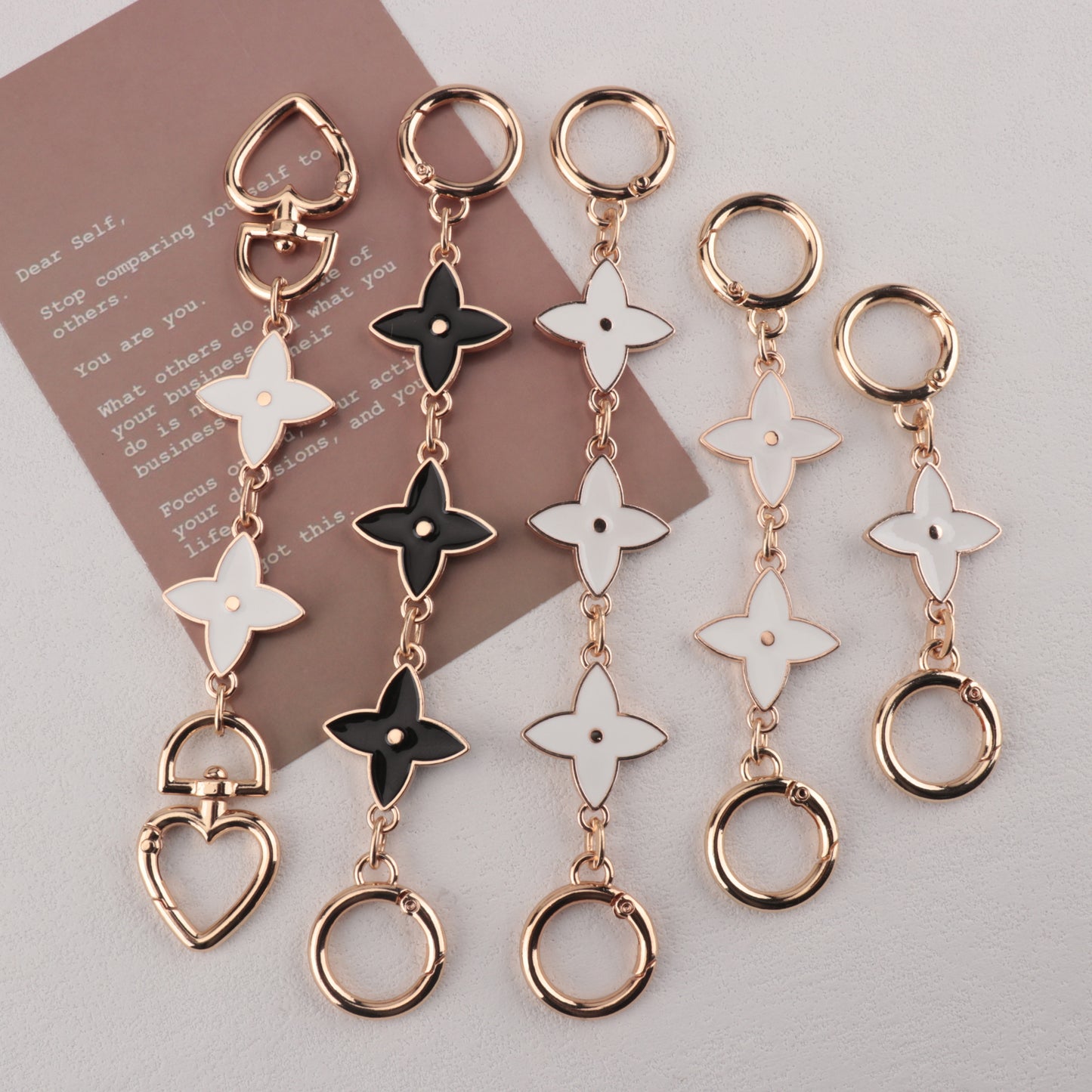 Camellia Moon Four Leaf Clover shape Metal Bag Chain
