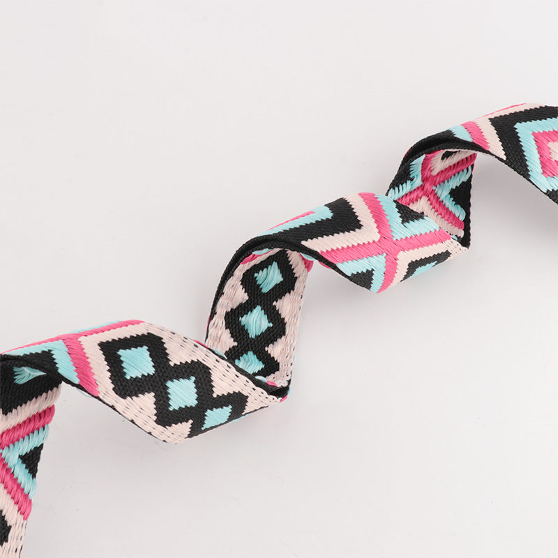 Symmetrical Graphic Textured Shoulder Strap with Leather Head
