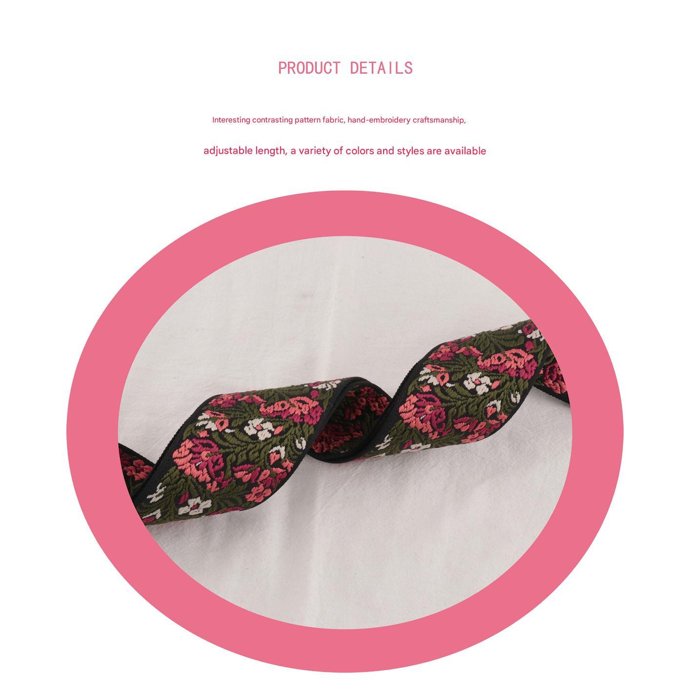 Bronze buckle Floral Pattern Bag Wide Strap