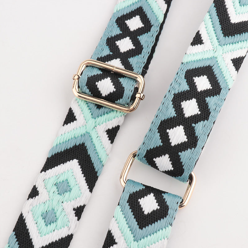Symmetrical Graphic Textured Shoulder Strap with Leather Head
