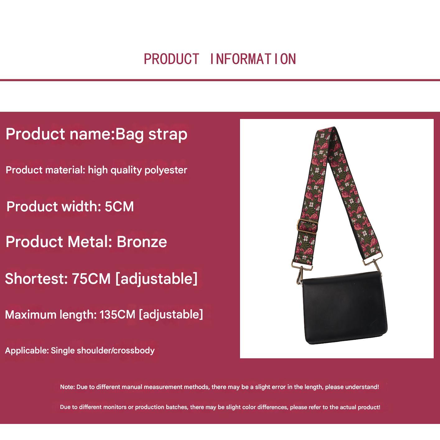 Bronze buckle Floral Pattern Bag Wide Strap