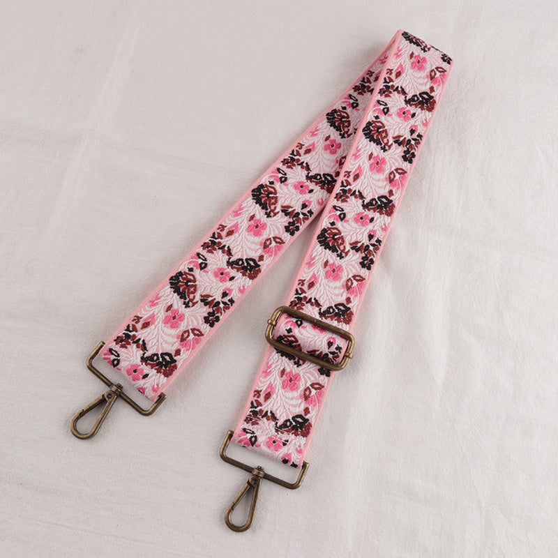 Bronze buckle Floral Pattern Bag Wide Strap
