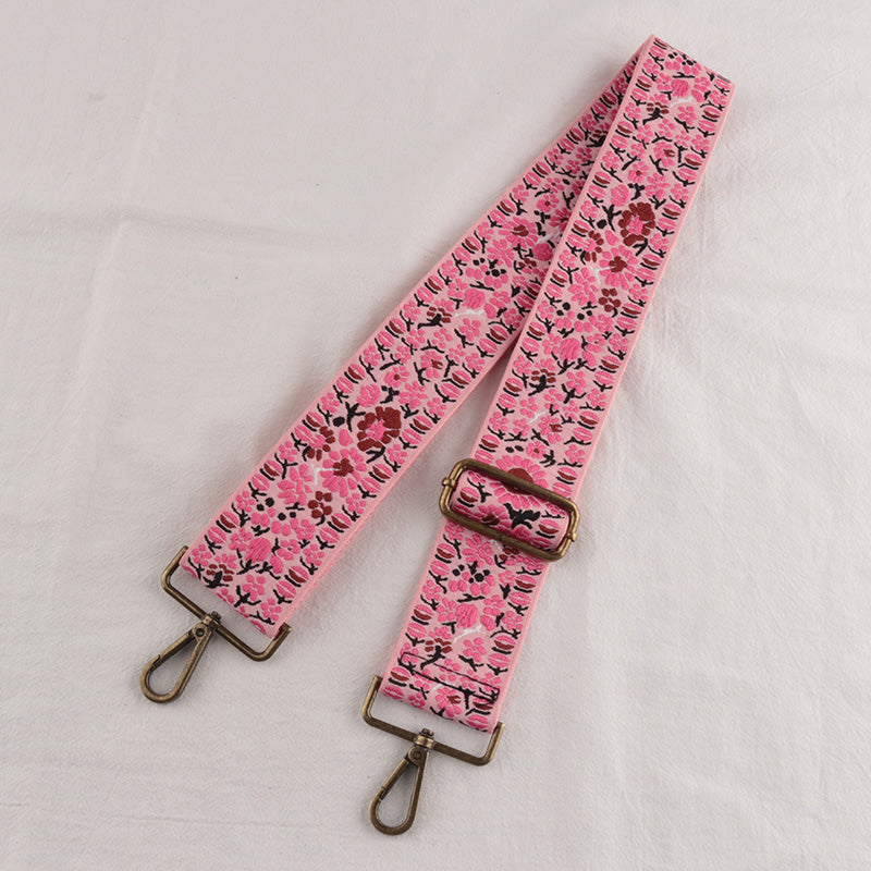 Bronze buckle Floral Pattern Bag Wide Strap