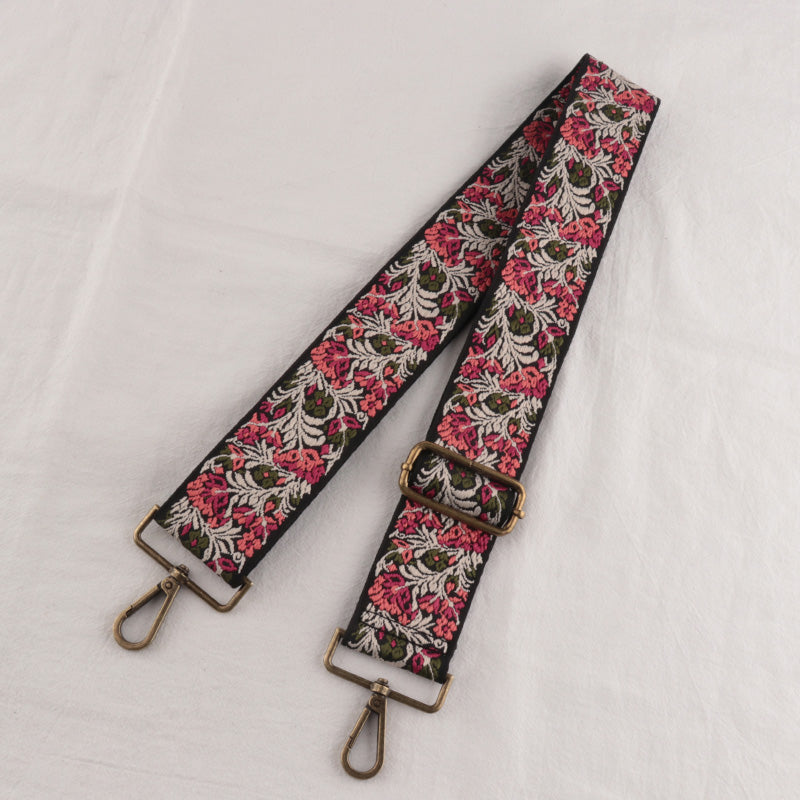 Bronze buckle Floral Pattern Bag Wide Strap