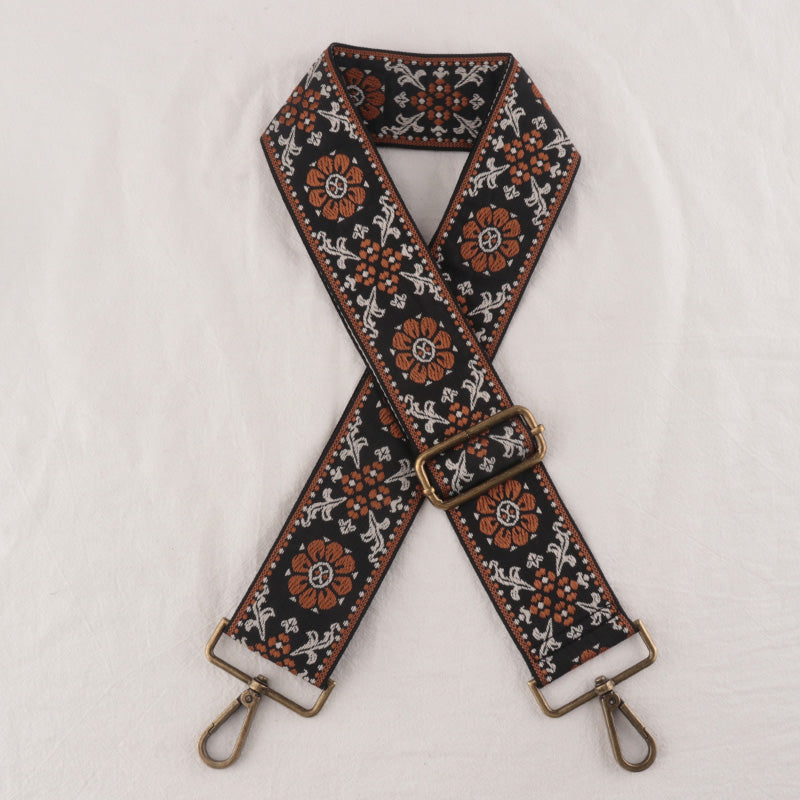 Two-color Flower Print Bag Strap