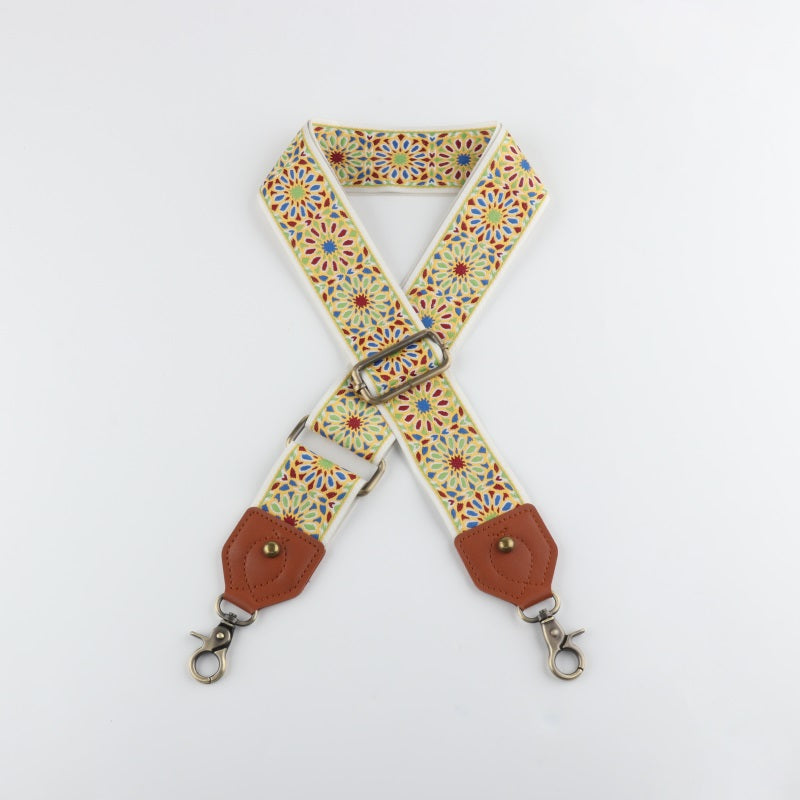 Ethnic Style Bag Strap with Brown Leather Head
