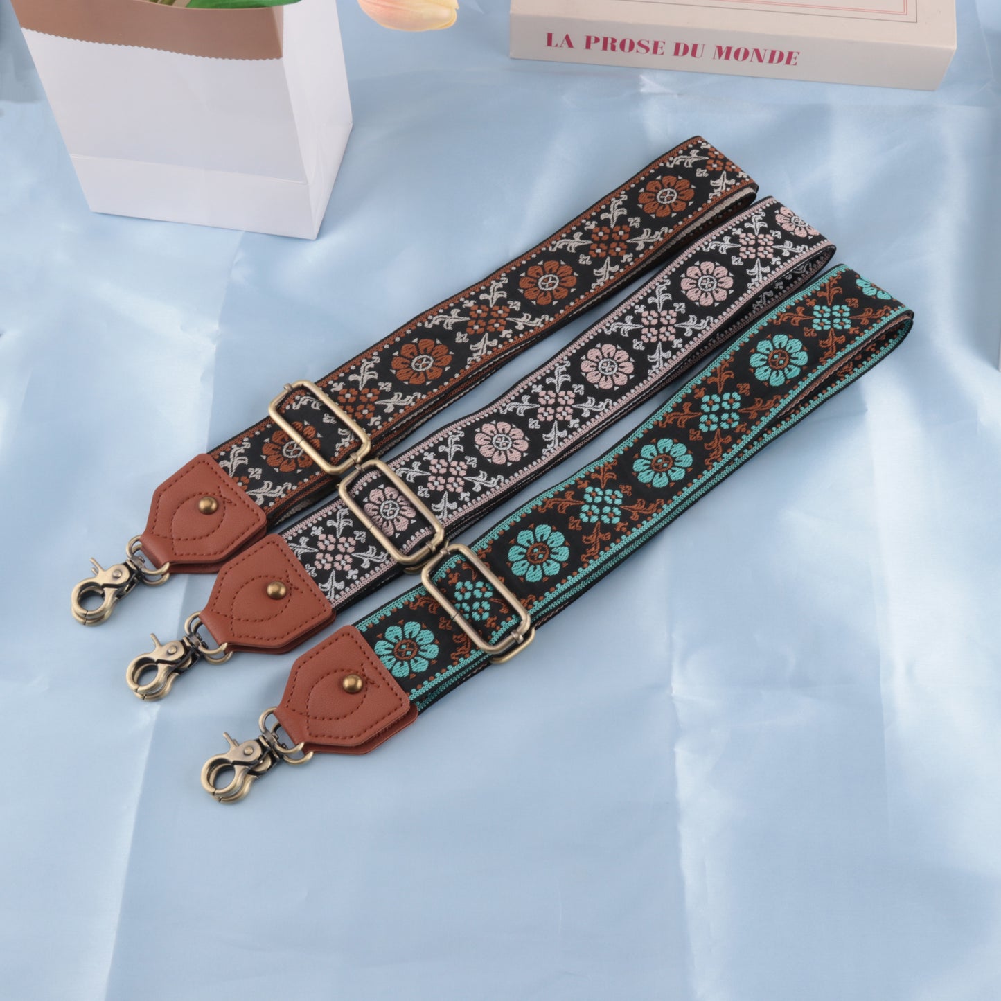 Embroidery Flower Satchel Bag Strap