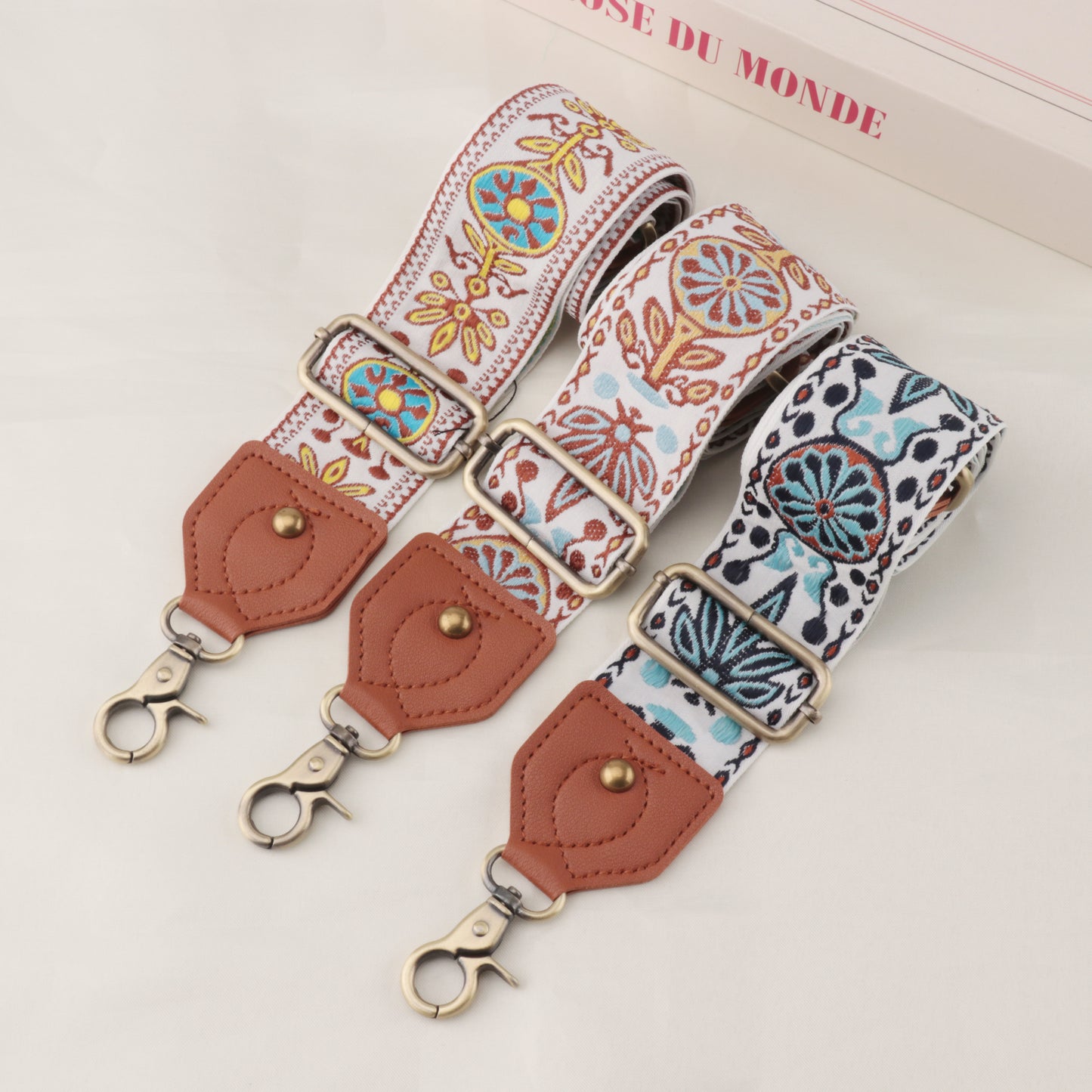 Leather Exquisite Pattern Shading Pattern Oblique Span Bag Strap