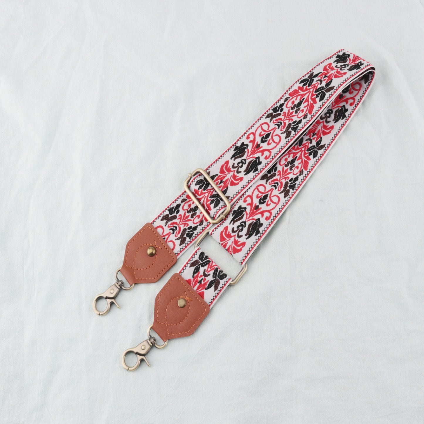 Rhomboid Jacquard Leather Oblique Span Bag Strap