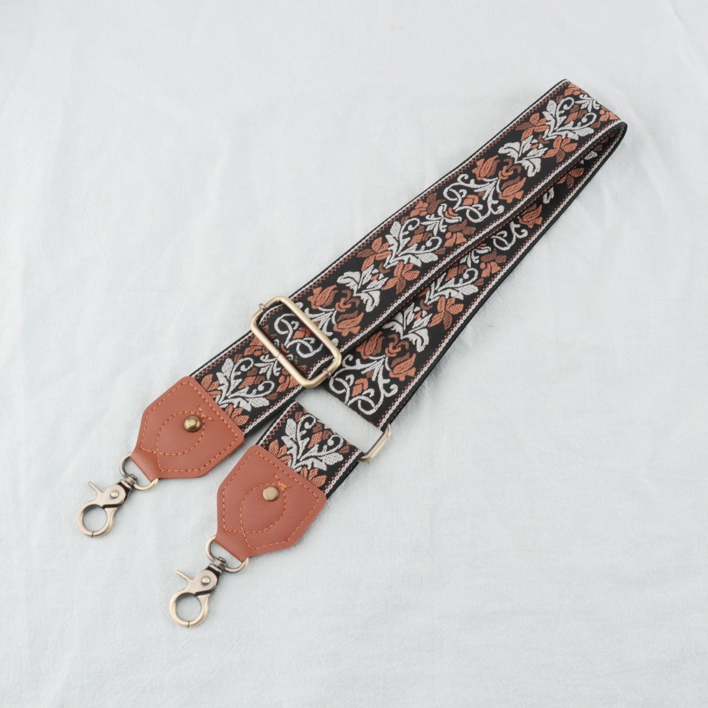Rhomboid Jacquard Leather Oblique Span Bag Strap