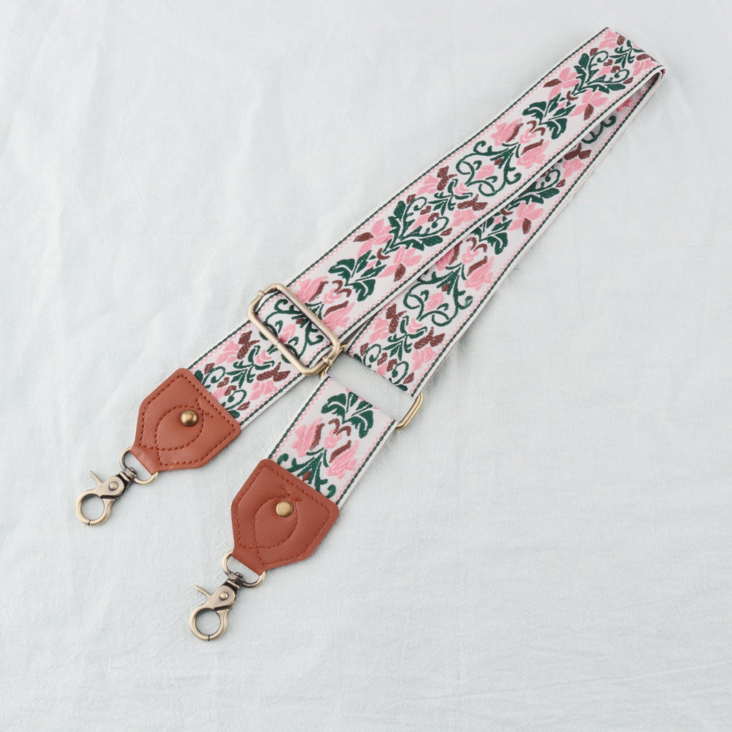 Rhomboid Jacquard Leather Oblique Span Bag Strap