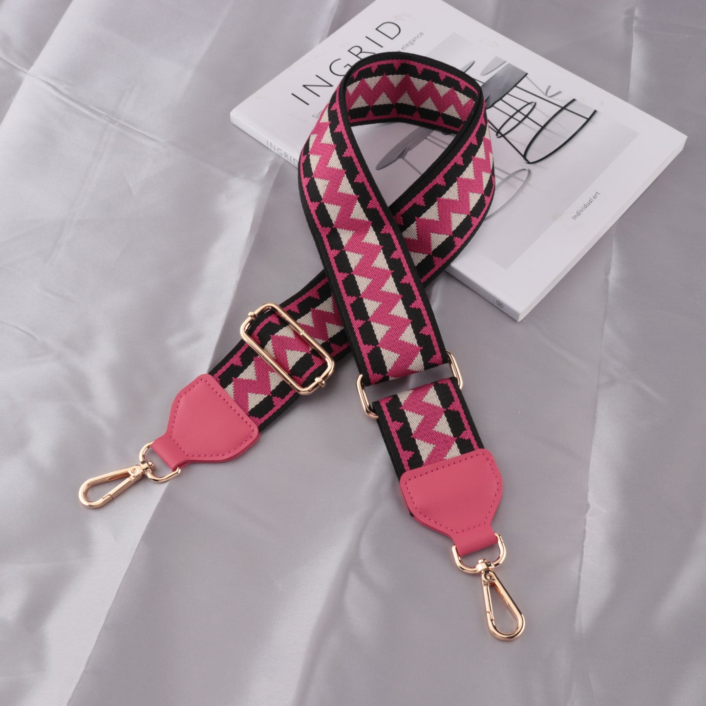 Wave Pattern Bag Strap with Leather Head