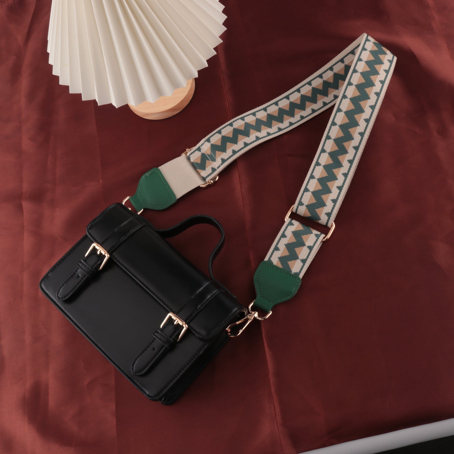 Wave Pattern Bag Strap with Leather Head