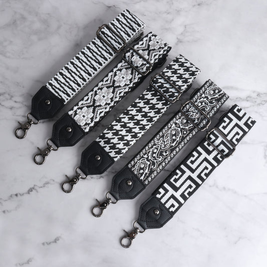 2D symmetrical pattern Bag Strap with Leather Head