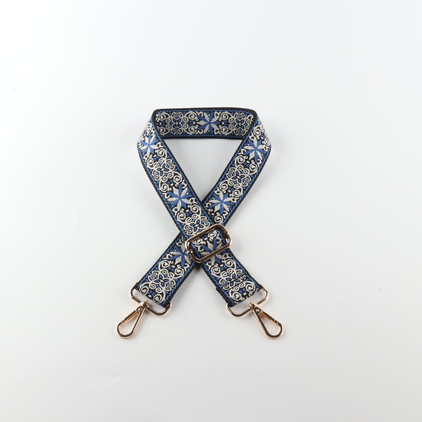 Blue-grey beige jacquard Bag Strap