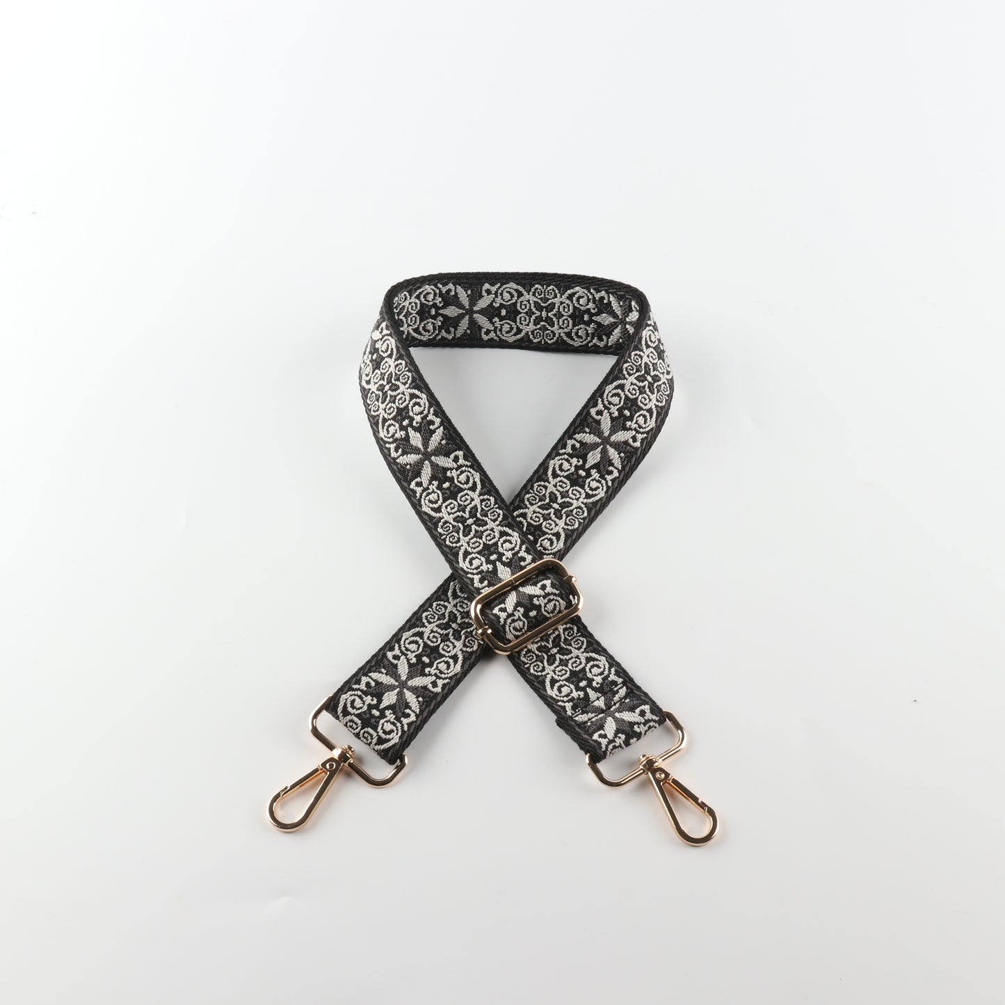 Blue-grey beige jacquard Bag Strap