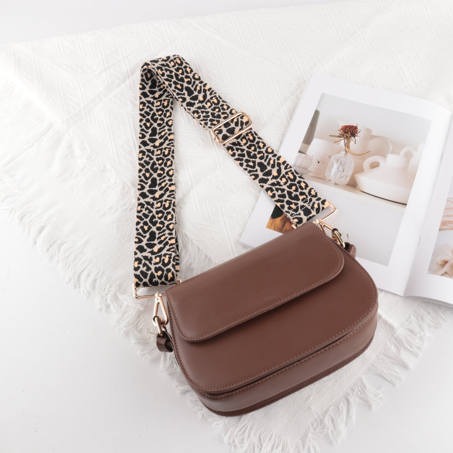 Leopard Print Wide Bag Shoulder Straps