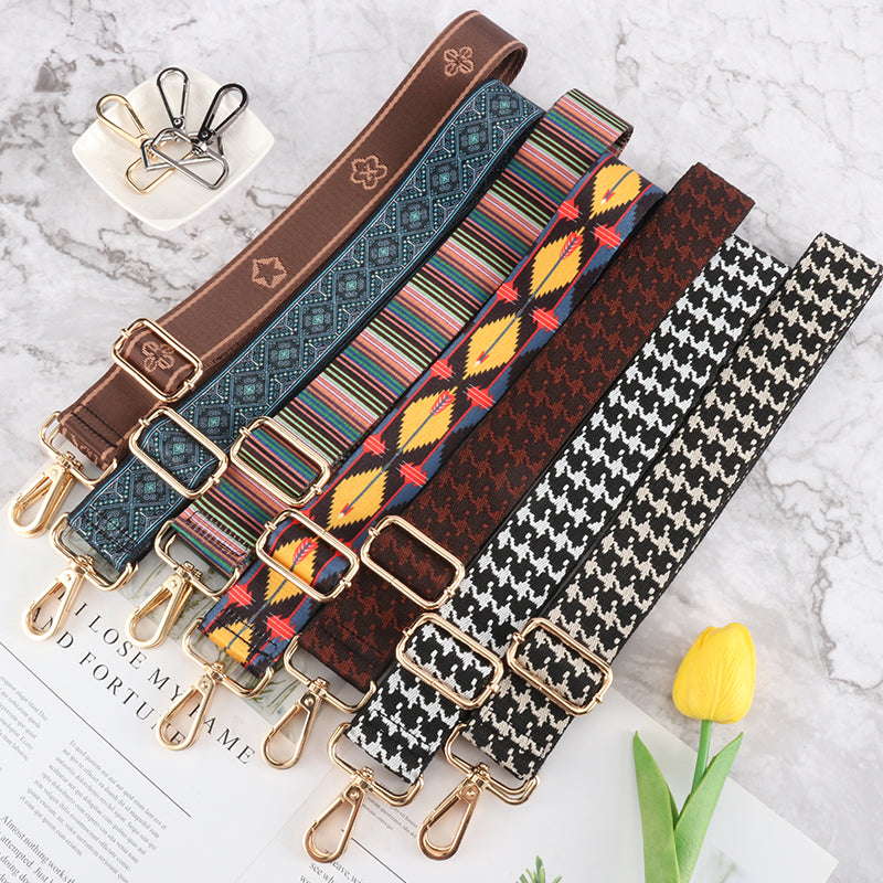 Muti-color Striped Houndstooth Bag Strap