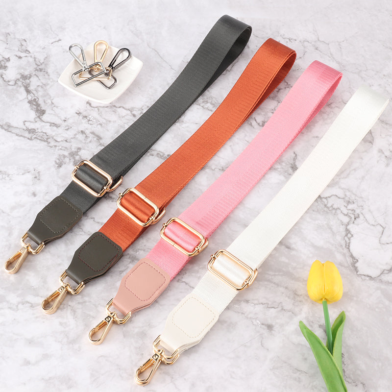 Solid Color Bag Shoulder Strap with Leather Head