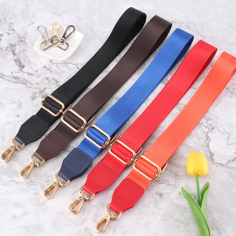 Solid Color Bag Shoulder Strap with Leather Head