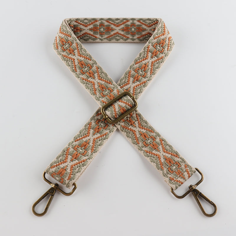 Colored Embroidered Bronze Buckle Shoulder Straps