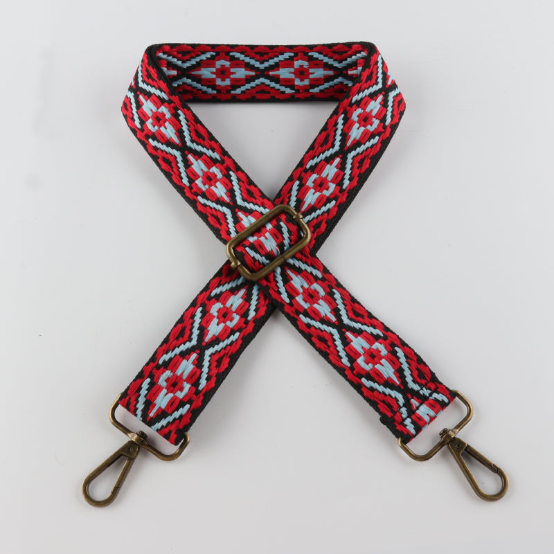 Colored Embroidered Bronze Buckle Shoulder Straps