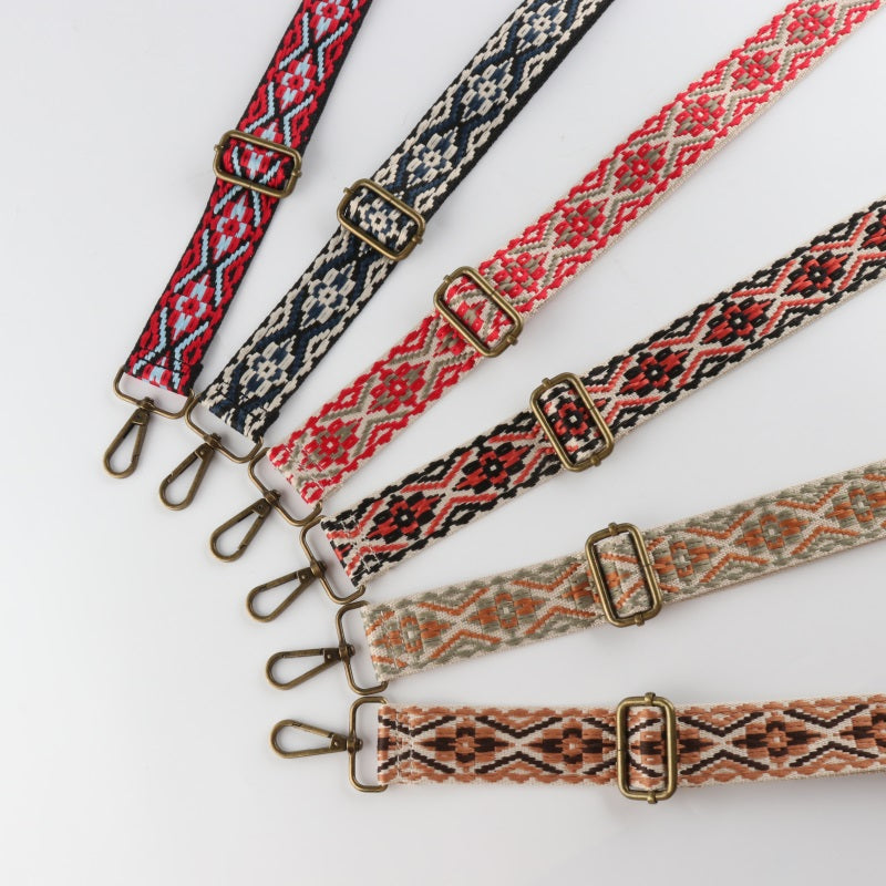 Colored Embroidered Bronze Buckle Shoulder Straps