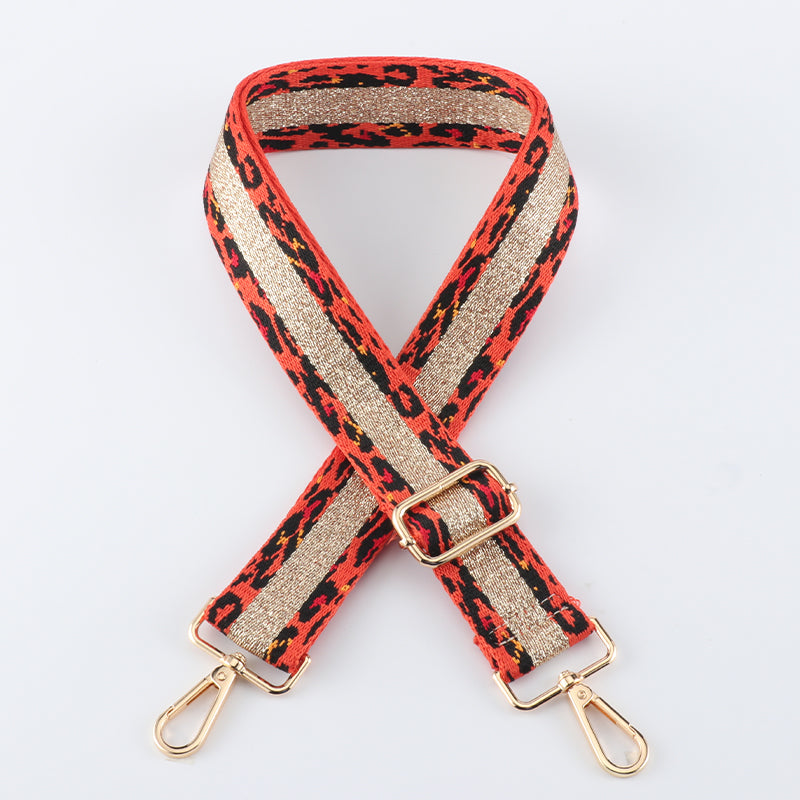 Golden Leopard Print Bag Strap