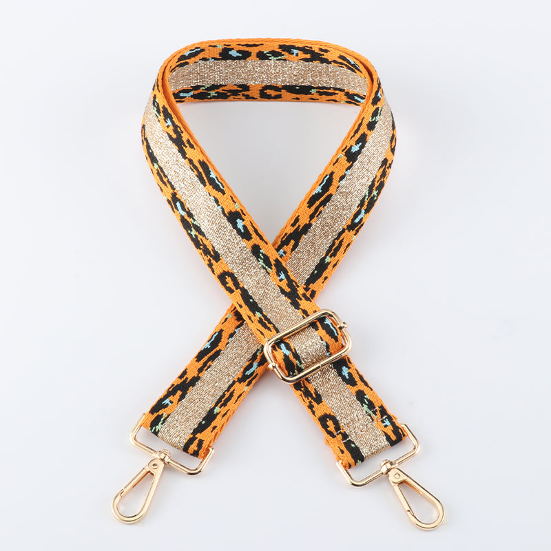 Golden Leopard Print Bag Strap