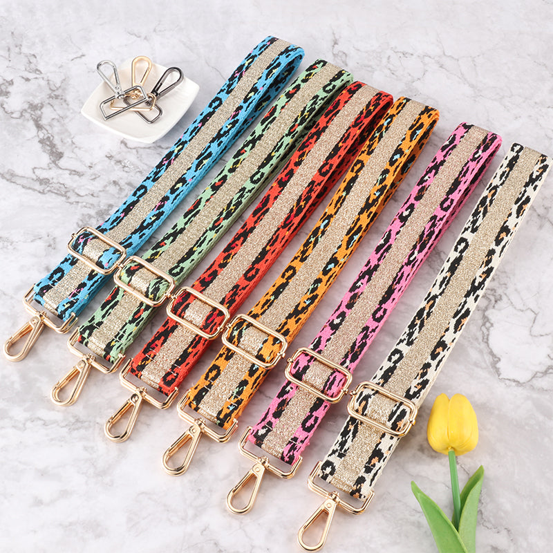 Golden Leopard Print Bag Strap