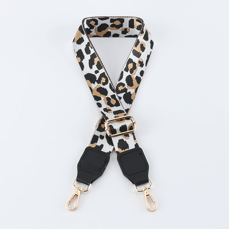 Contrasting Color Leopard Print Bag Strap with Leather Head