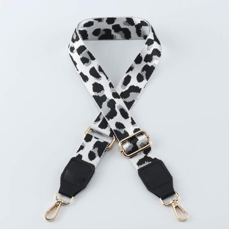Contrasting Color Leopard Print Bag Strap with Leather Head