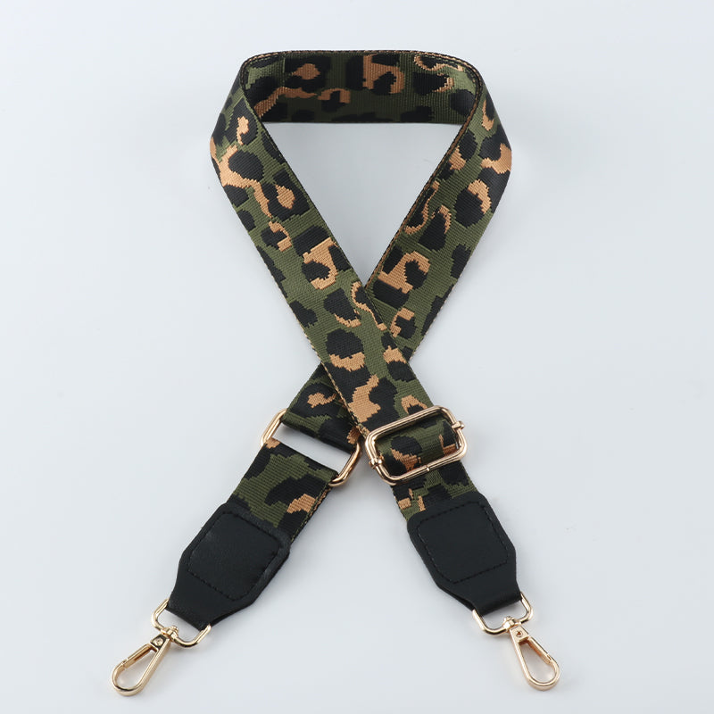 Contrasting Color Leopard Print Bag Strap with Leather Head
