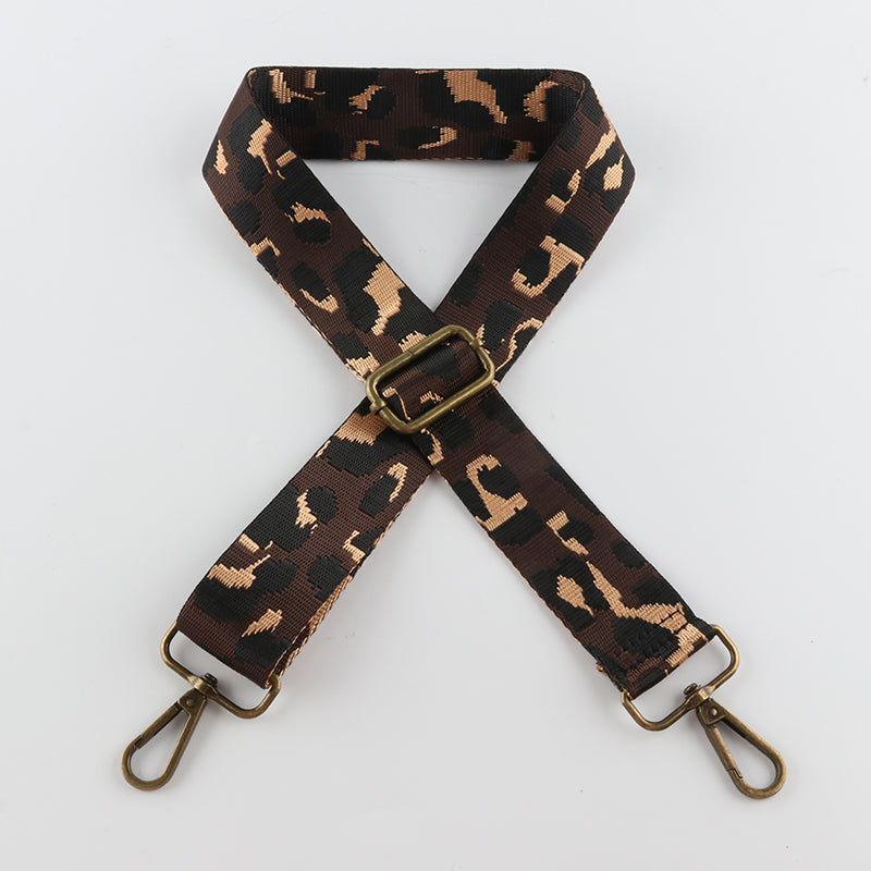 Reflective fabric Leopard Print Bronze Buckle Shoulder Straps