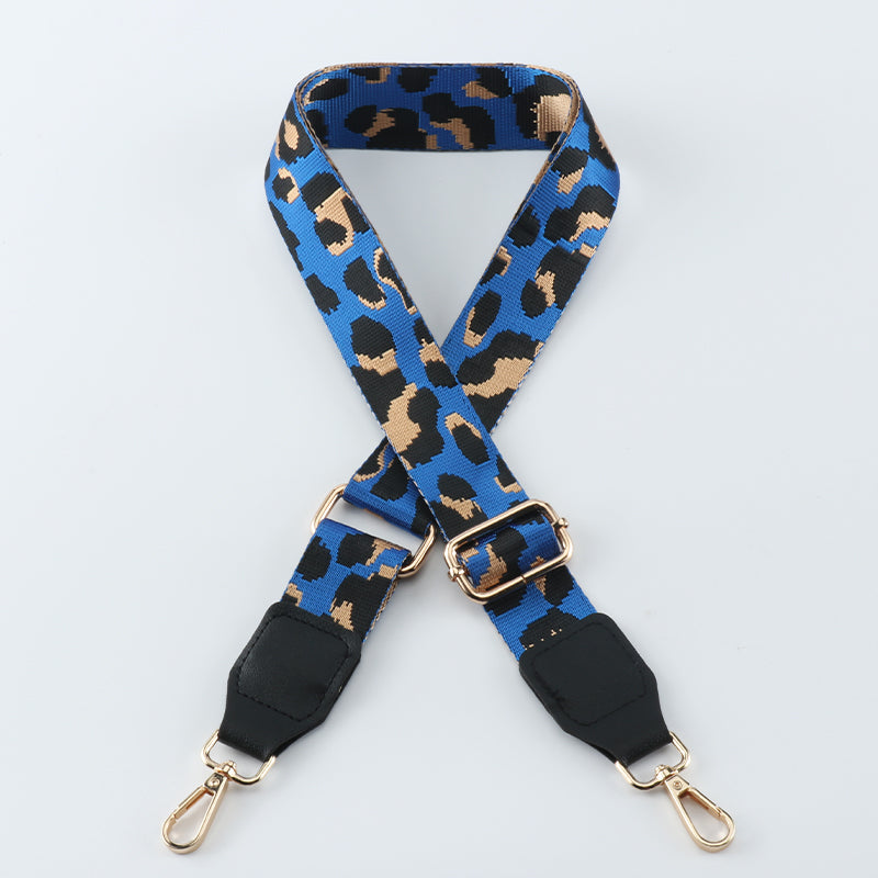 Contrasting Color Leopard Print Bag Strap with Leather Head