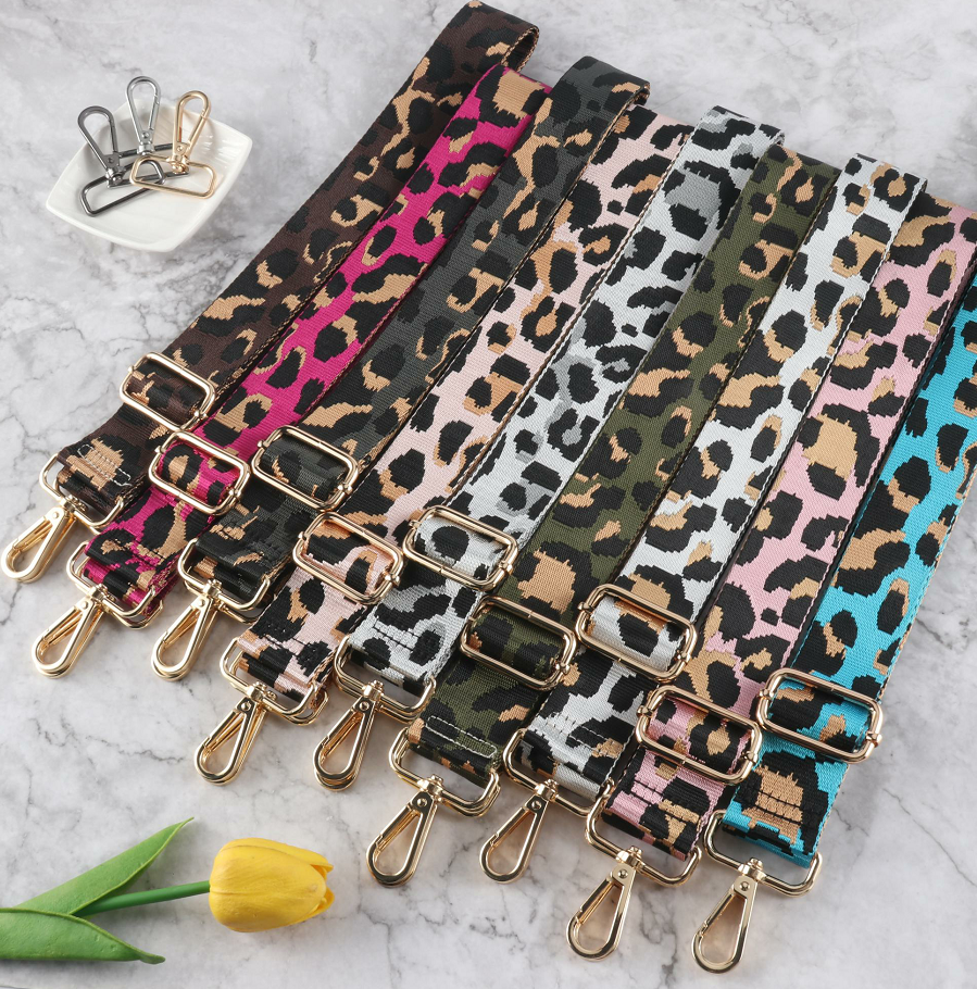 Contrasting Color Leopard Print Bag Strap