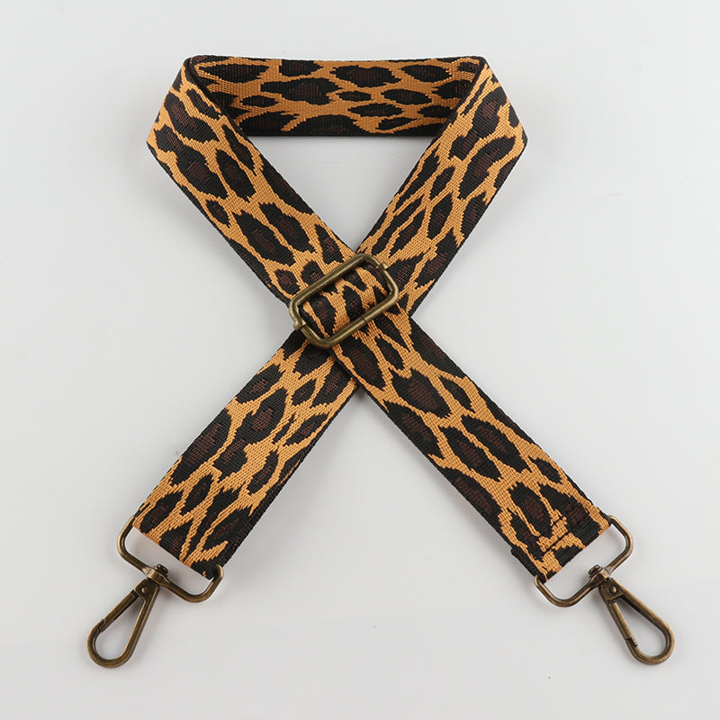 Striped Leopard Spot Bronze Buckle Shoulder Straps