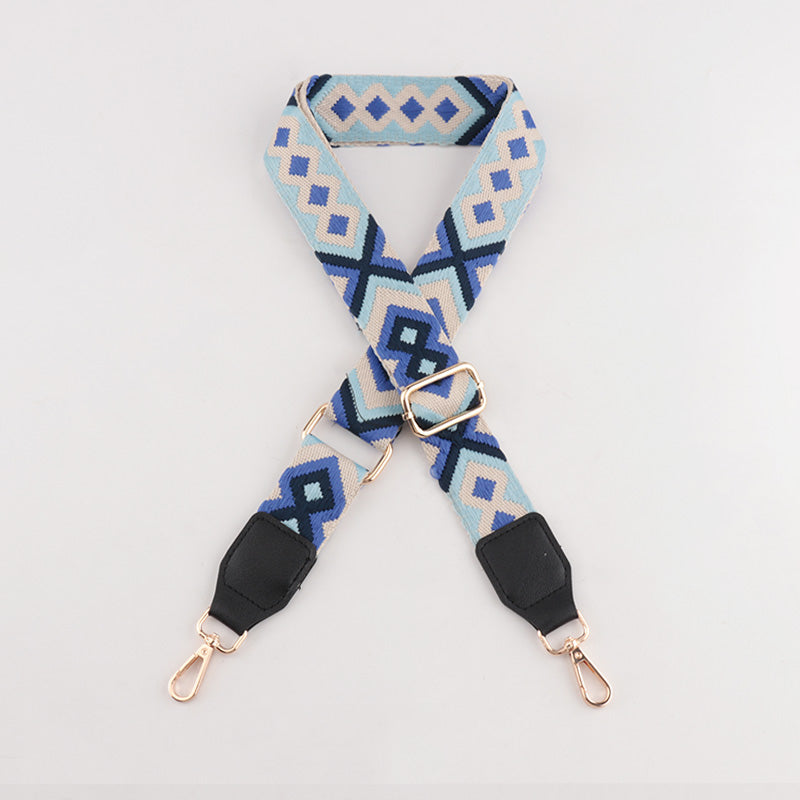 Symmetrical Graphic Textured Shoulder Strap with Leather Head